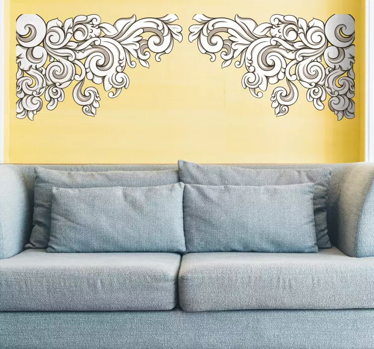 Growing Baroque Floral Corner Wall Sticker - TenStickers