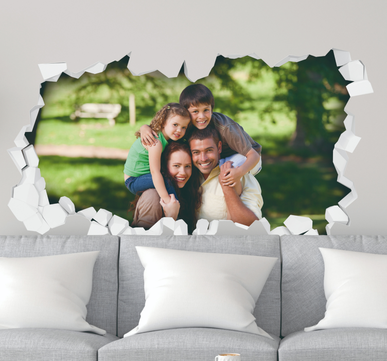 Personalised photo on hole living room 3d wall sticker - TenStickers