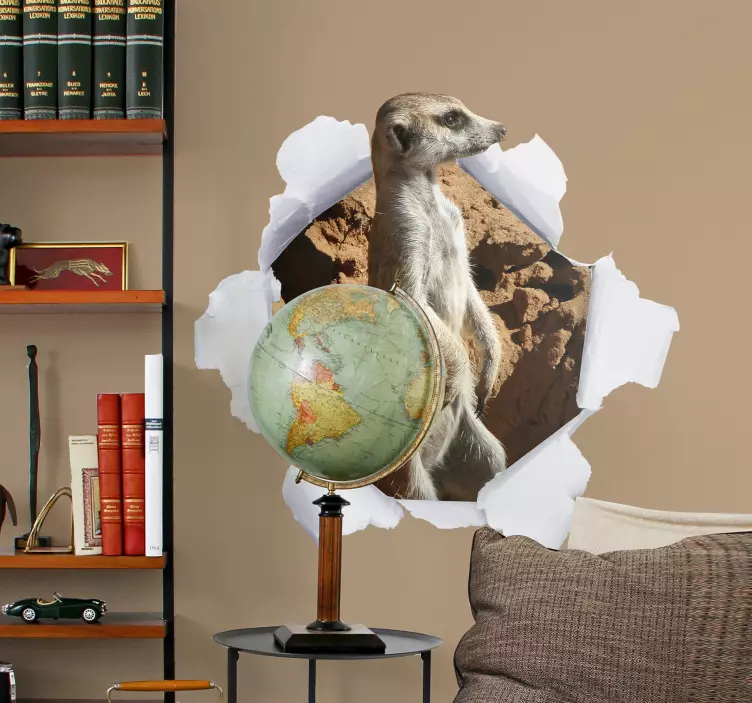 Meerkat dustbin container sticker - TenStickers