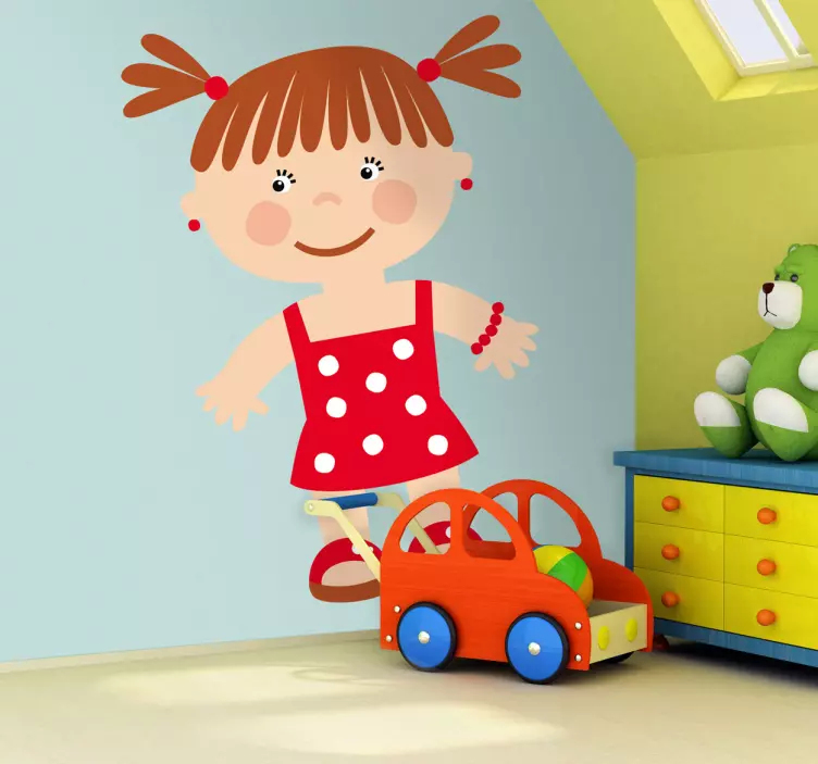 Kids Stickers Little Girl in Red - TenStickers