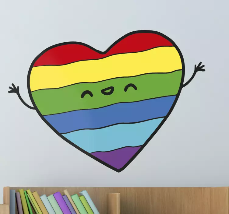Awesome gay pride flag heart love sticker - TenStickers