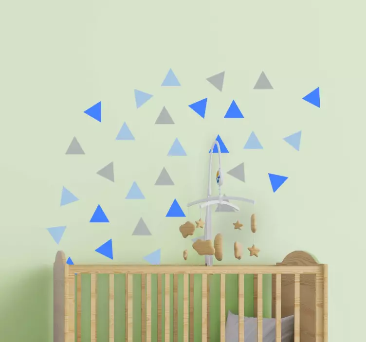 Little gray and blue triangles  nursery sticker - TenStickers