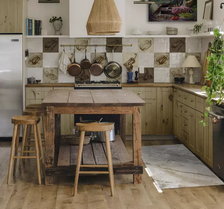 Vintage food Illustration kitchen tile sticker - TenStickers