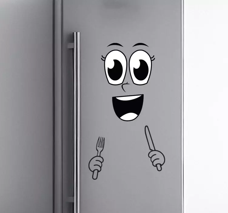 Vinyl Face with Cutlery fridge sticker - TenStickers