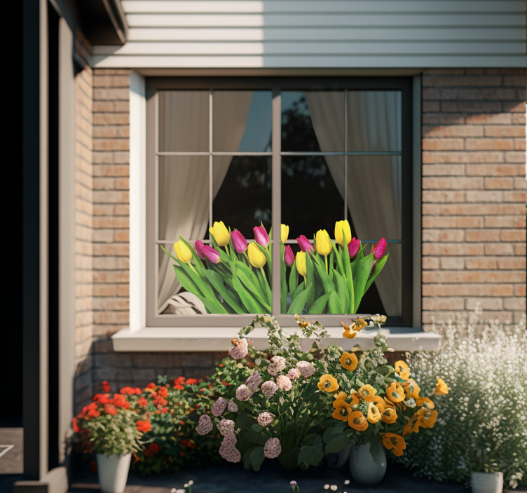 Tulips bouquet flower window sticker - TenStickers