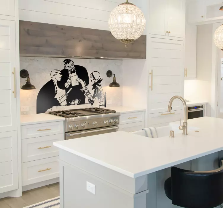 Couple & A Waiter Wall Sticker - TenStickers