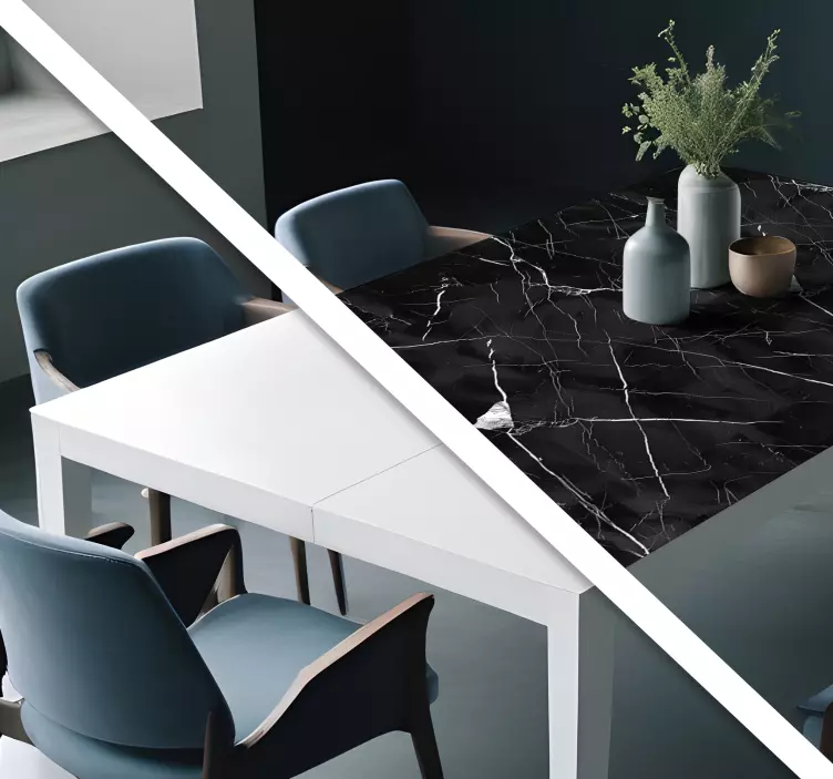 Black marble for table wall stickers for dining room - TenStickers