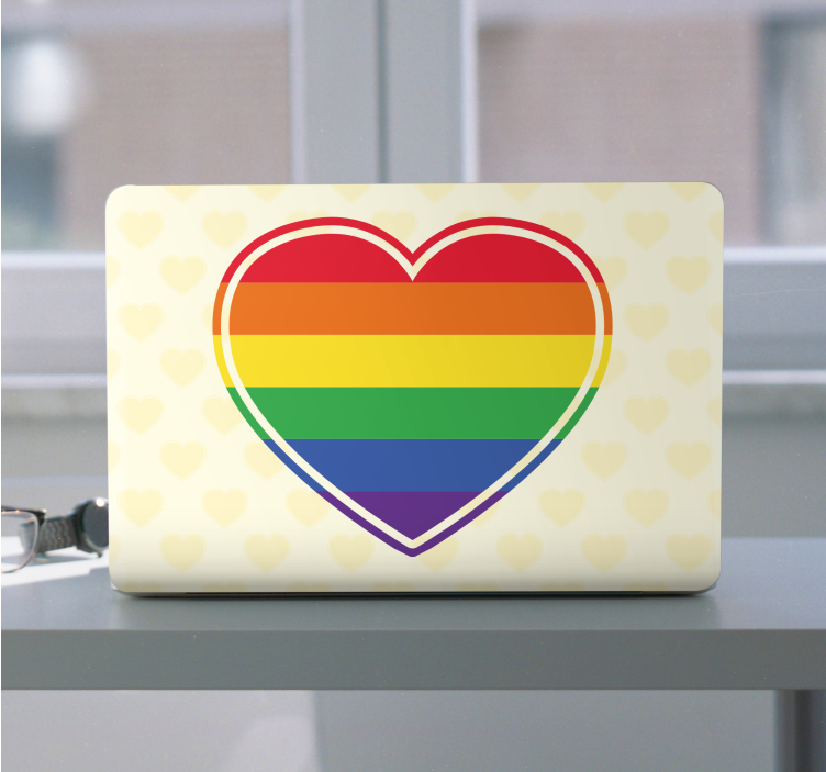 Gay pride flat in heart shape laptop skins - TenStickers
