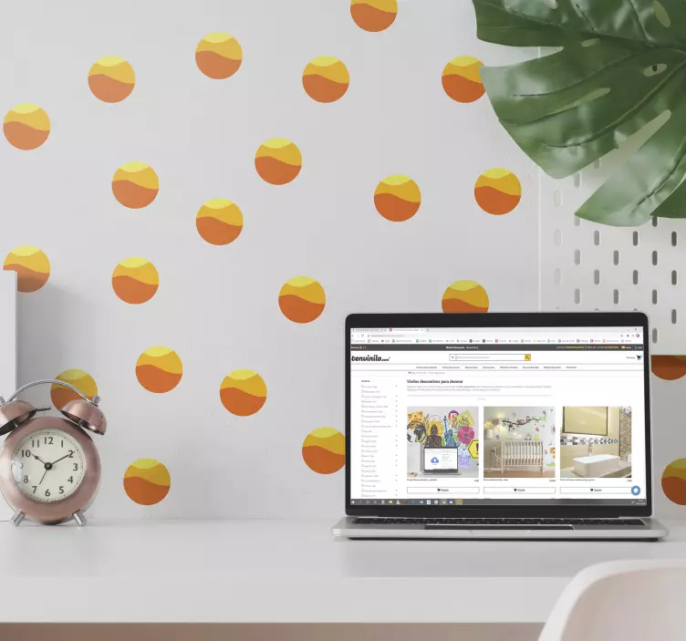 70's Sun Pattern geometric wall sticker - TenStickers