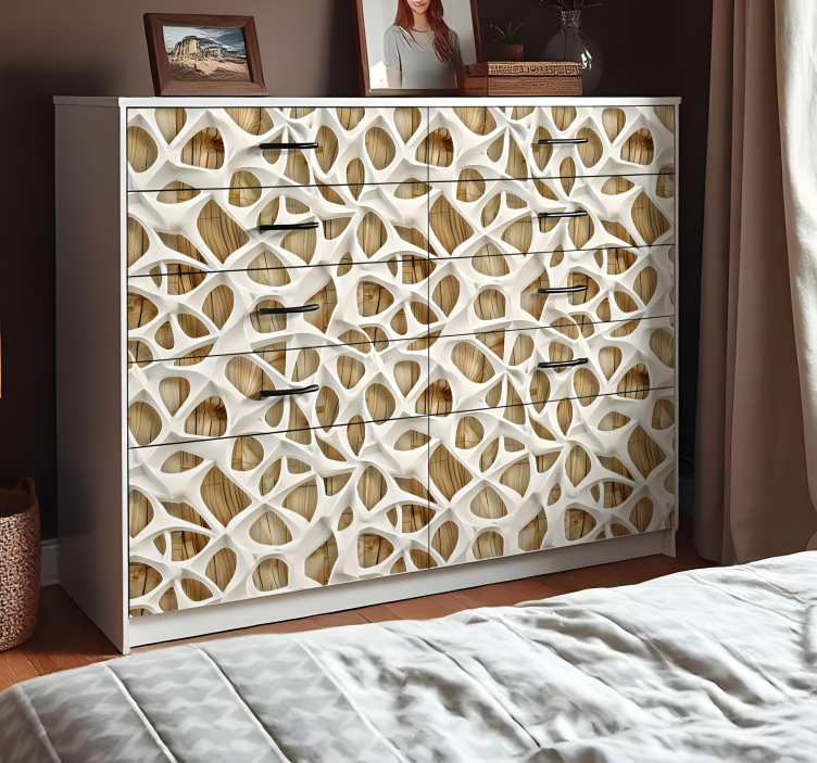 abstract 3d with wood furniture sticker - TenStickers