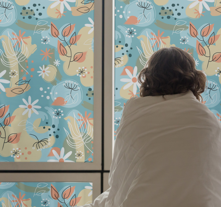 Abstract flat floral background privacy film for window - TenStickers