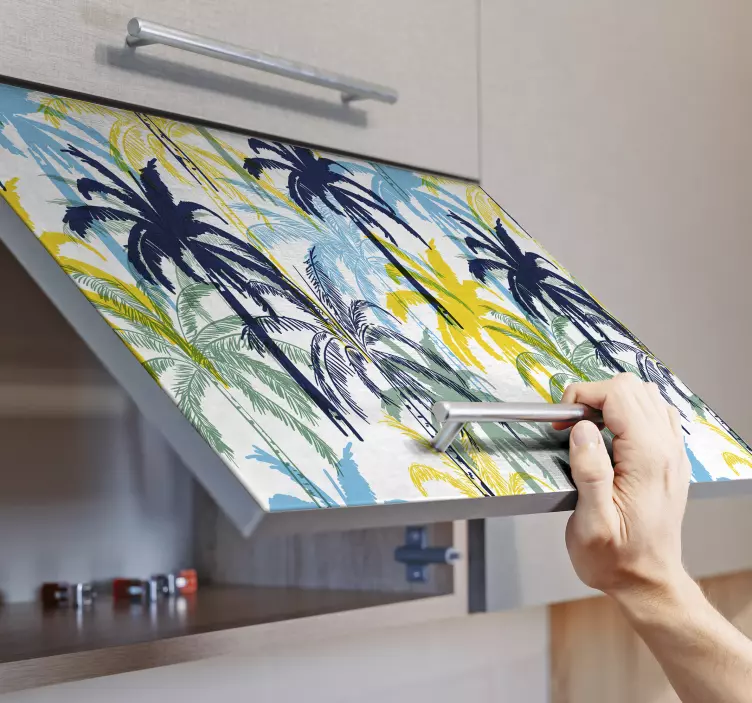 Abstract palms (both size) furniture sticker - TenStickers