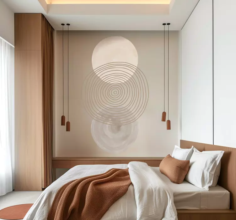 Abstract round and lines wall sticker for bedroom - TenStickers