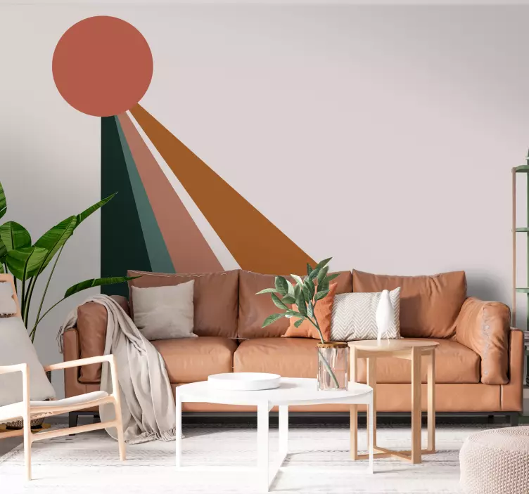 Abstract sunbeam abstract geometric wall sticker - TenStickers