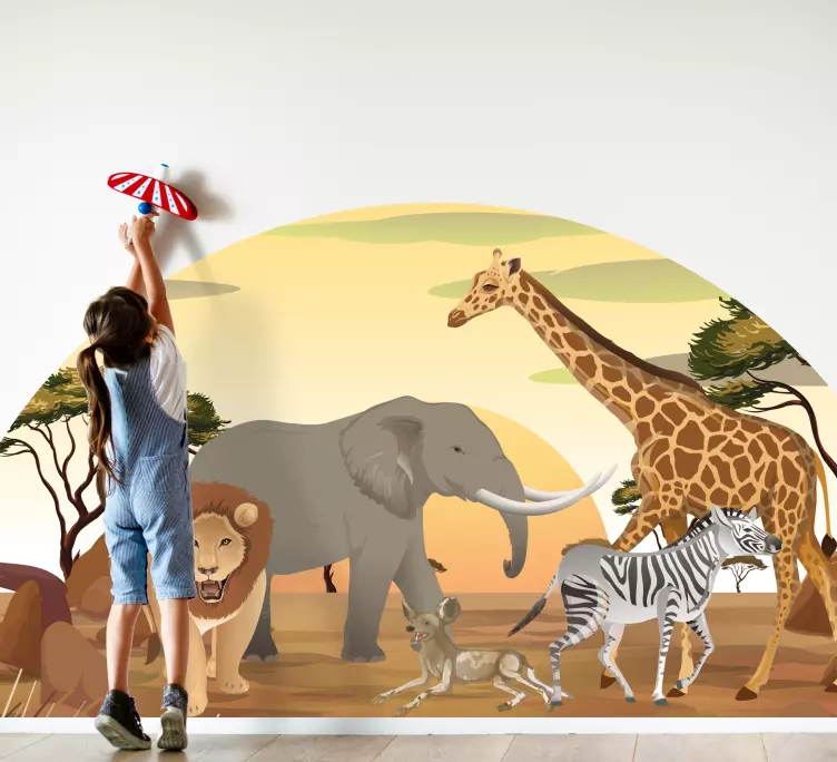 African animals with plants  wild animal decal - TenStickers