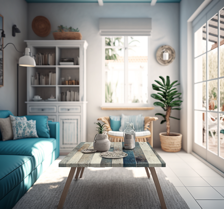 Aged Wood Blue Tones furniture decal  3600 - TenStickers