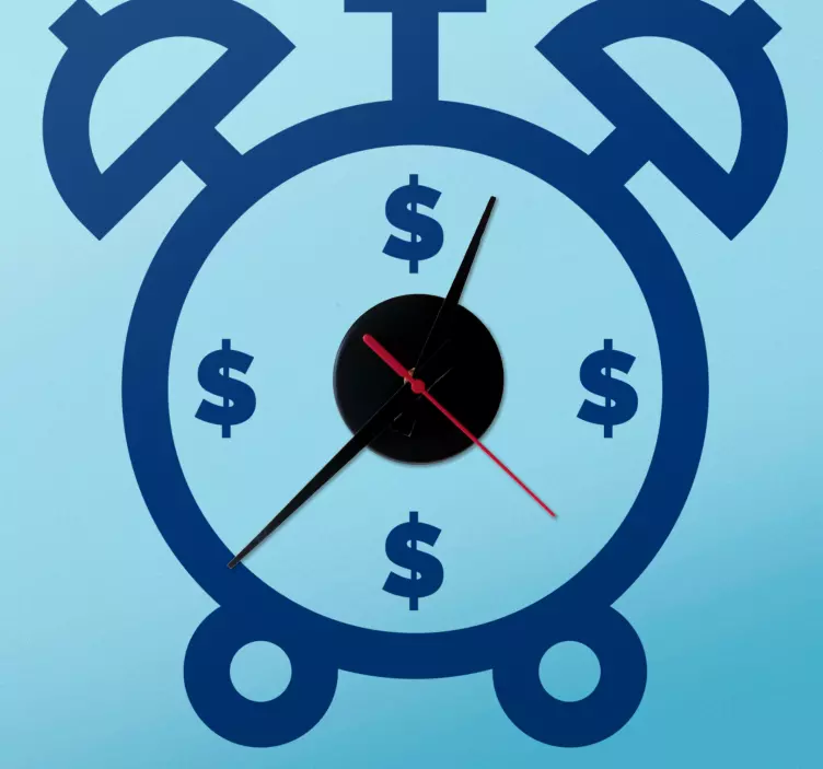 Alarm clock time is money wall clock decal - TenStickers