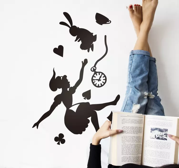 Alice and the White Rabbit fairy tale sticker - TenStickers
