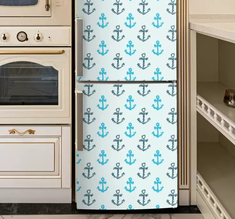 Anchors Pattern Design fridge sticker - TenStickers