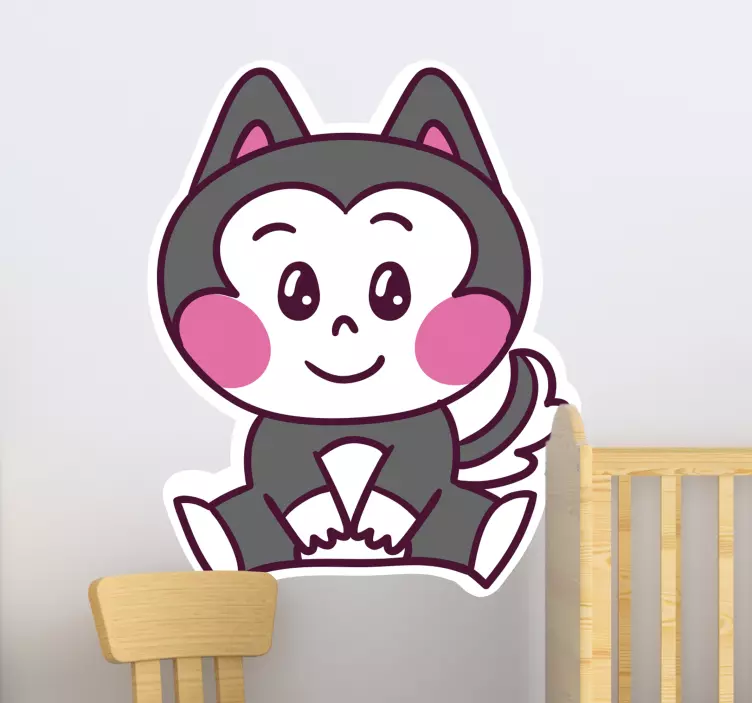 Anime fox in a scarf cartoon sticker - TenStickers