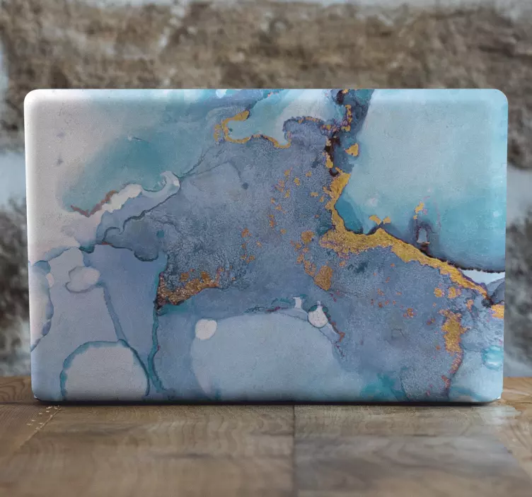 Aqua gold abstract laptop skin - TenStickers