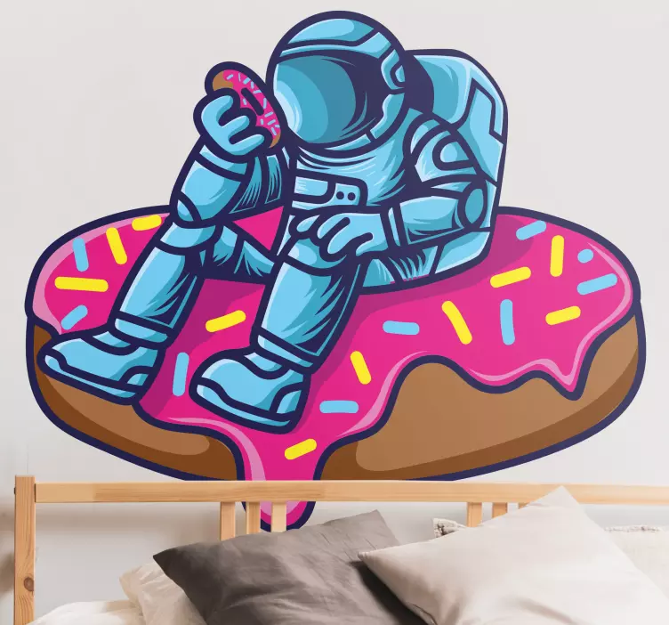 Space sticker astronaut enjoying a snack - TenStickers