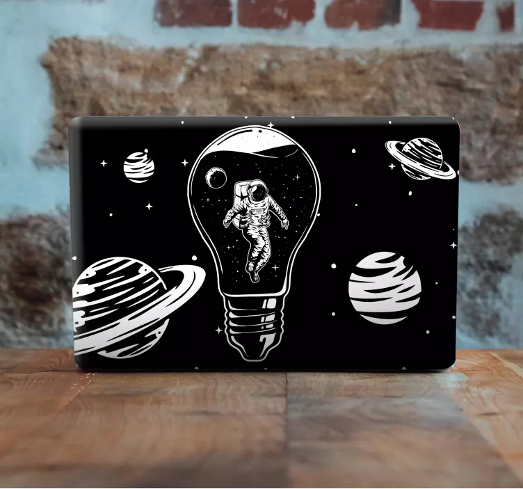 Laptop sticker astronaut lightbulb design - TenStickers