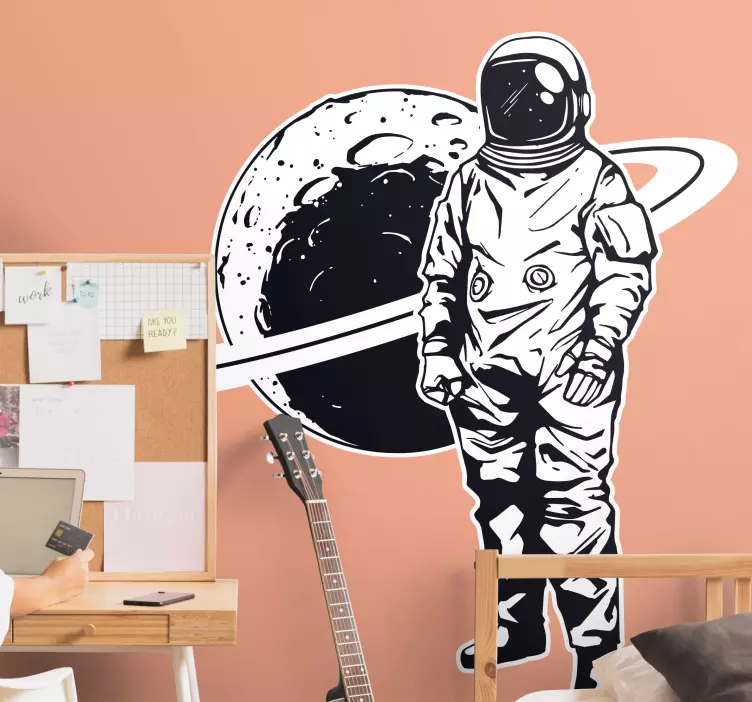 Astronaut with Planet space sticker - TenStickers