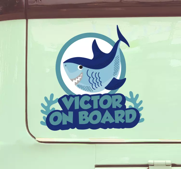 Baby Shark with name baby on board sticker - TenStickers