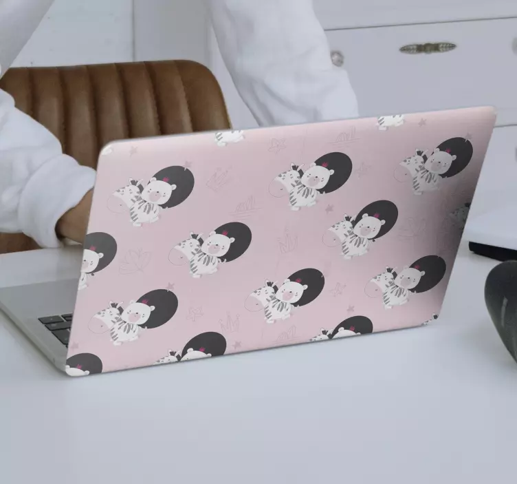 Baby Zebra and bear laptop skins - TenStickers