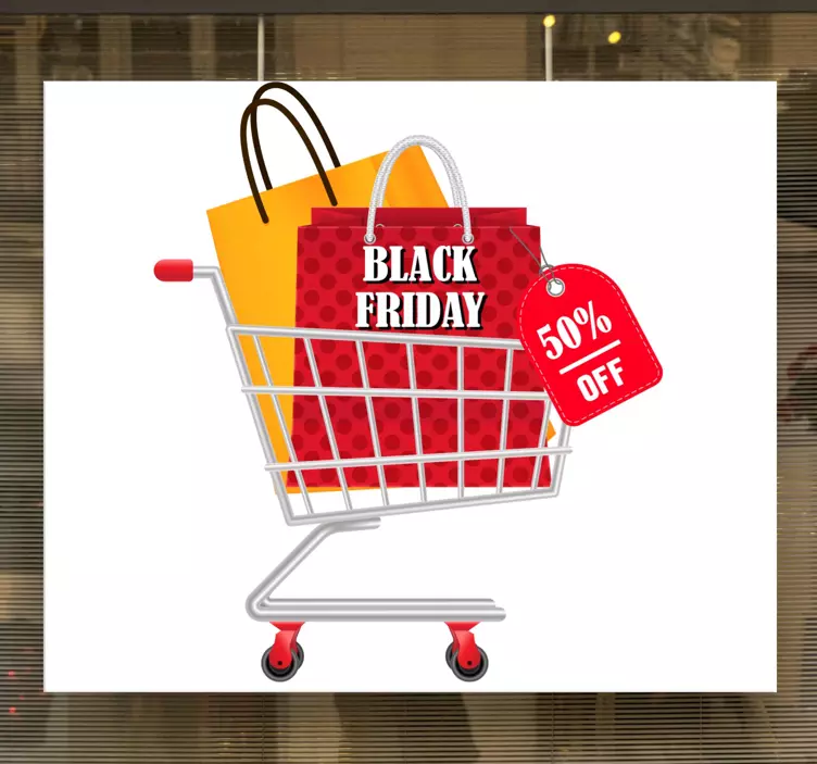 Balck Friday shopping cart window decal - TenStickers