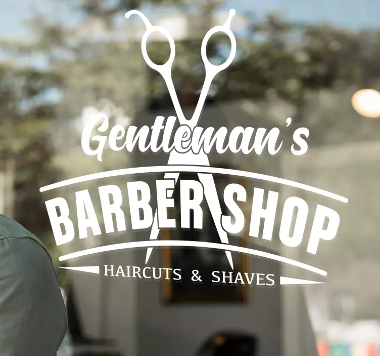 Barber showcase with scissors wall sticker - TenStickers