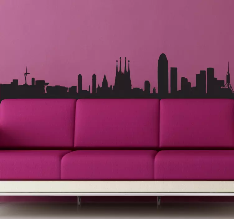 Barcelona Skyline View Wall Sticker - TenStickers