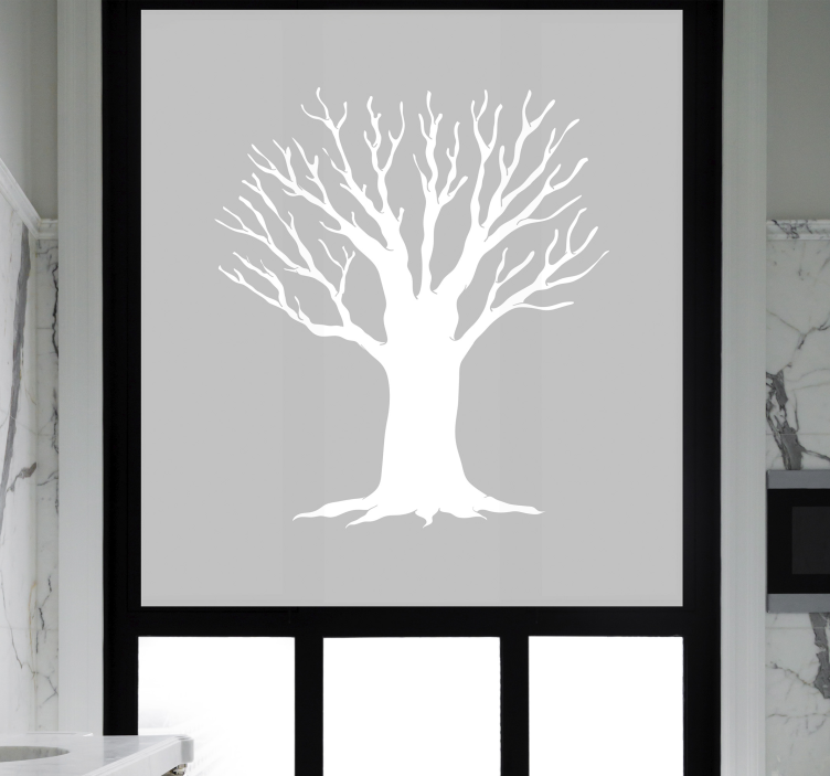 Bathroom tree sketch window sticker - TenStickers