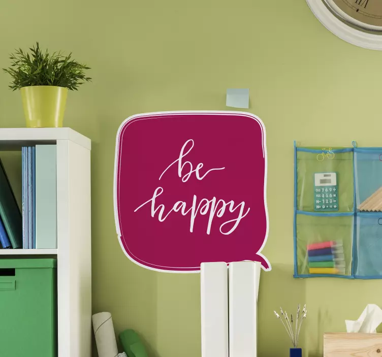 Be happy comic motivational wall sticker - TenStickers