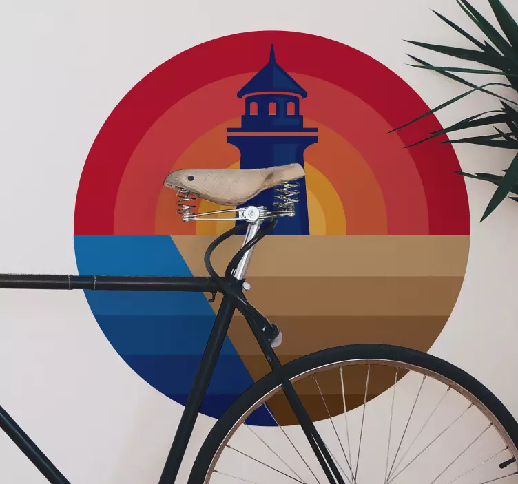 Beach and Lighthouse Silhouette Decal - TenStickers