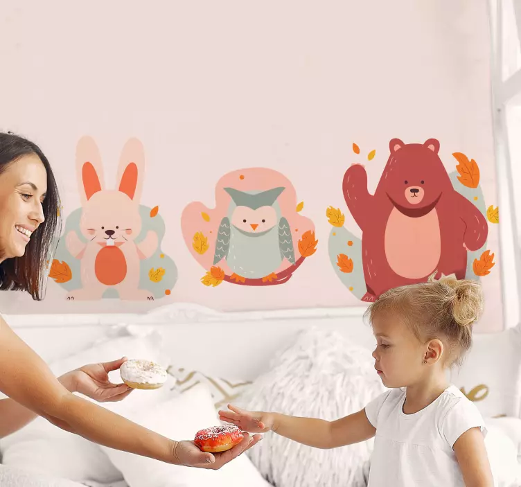 Bear and wood rabbits animal wall sticker - TenStickers