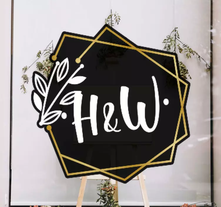 beautiful ornamental wedding monogram sign - TenStickers