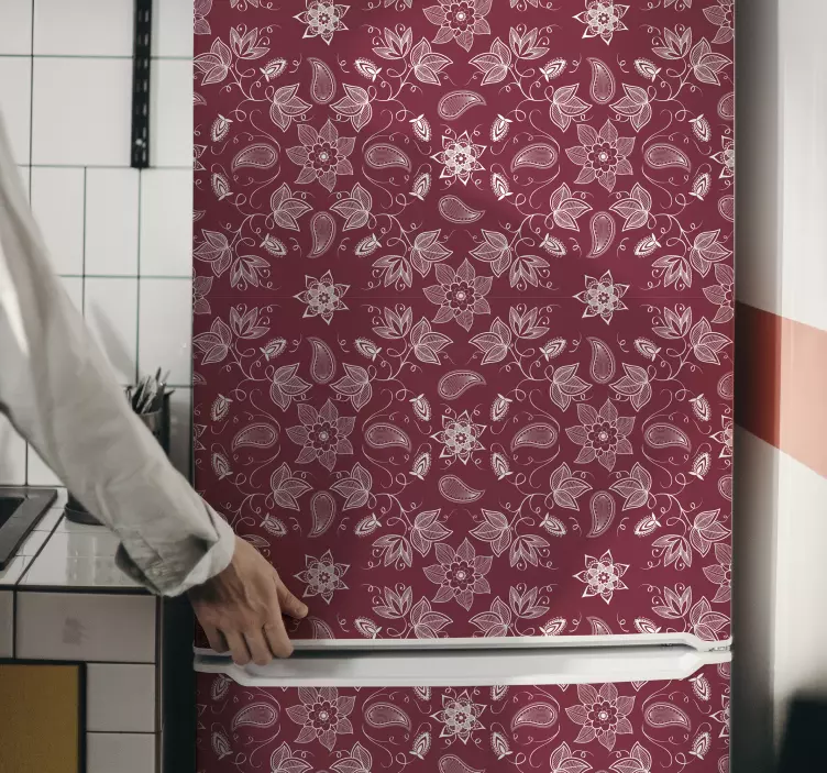 Beautiful paisley flowers fridge sticker - TenStickers
