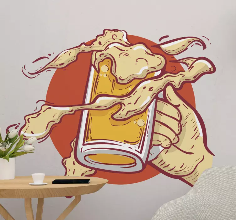 Beer in hand drink sticker - TenStickers