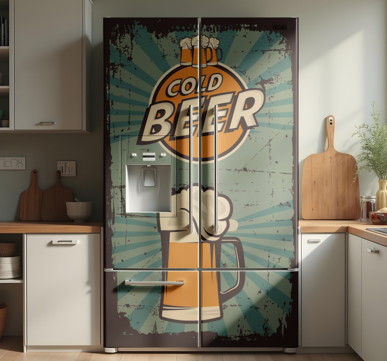 Beer mugs fridge vinyl decal - TenStickers
