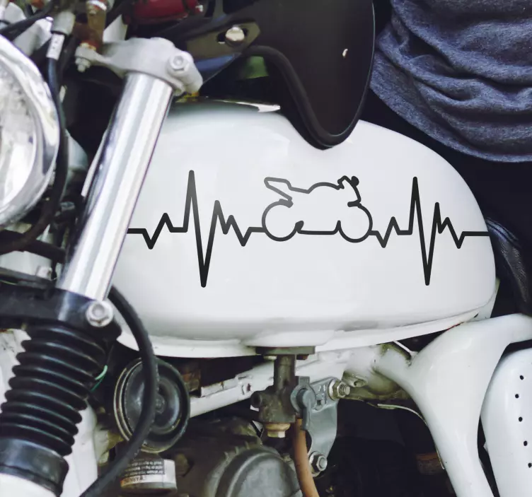 biker heartbeat motorcycle decal - TenStickers
