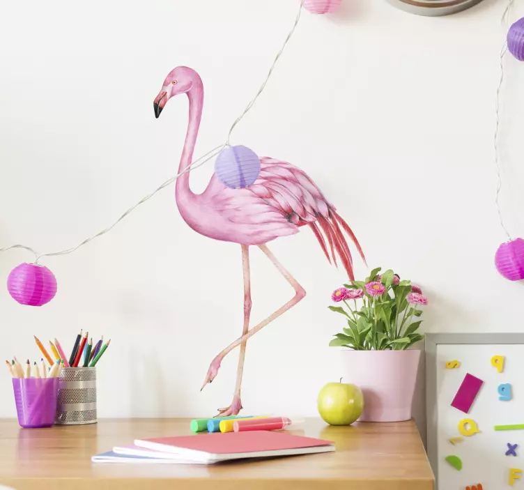 Bird sticker pink flamingo design - TenStickers
