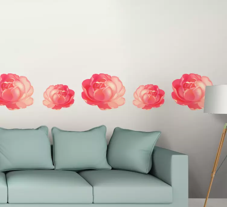 Blooming rose border flower wall sticker - TenStickers