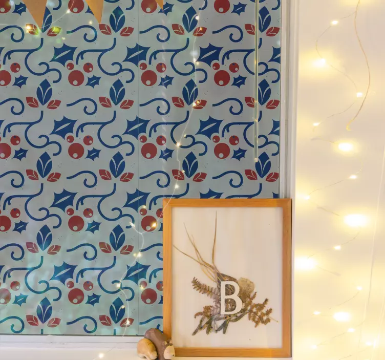 Blue and Red Holly christmas sticker - TenStickers