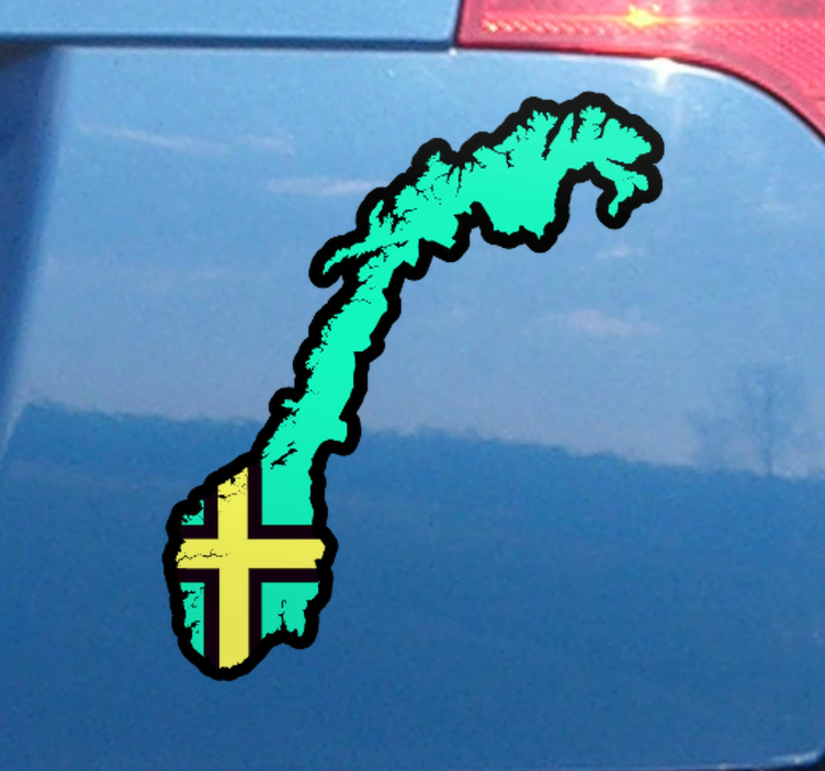 Blue Norway map with flag car decal - TenStickers