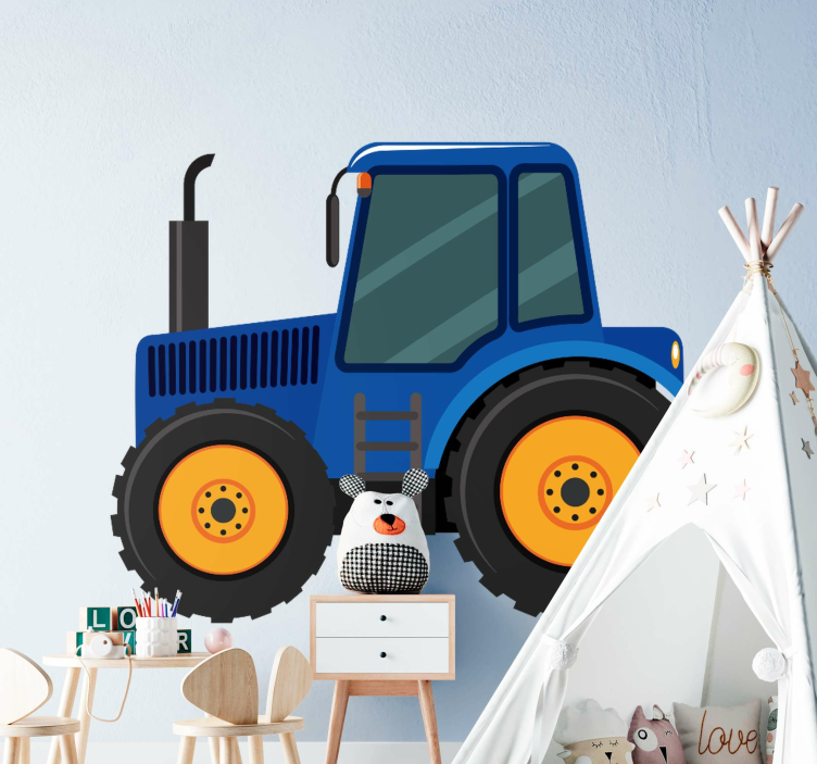 Blue tractor toy vinyl sticker - TenStickers