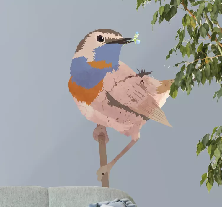 Bluethroat on a chicory flower bird sticker - TenStickers