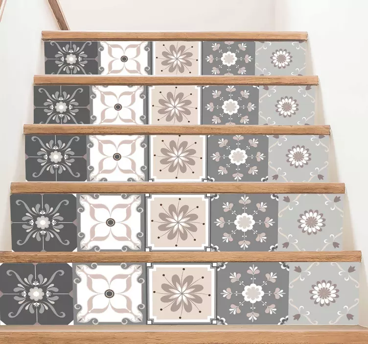 Bohemian Style floral stairs sticker - TenStickers