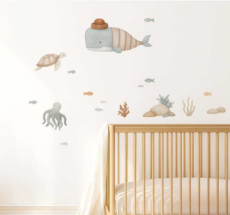Boho ocean animals sticker illustration - TenStickers